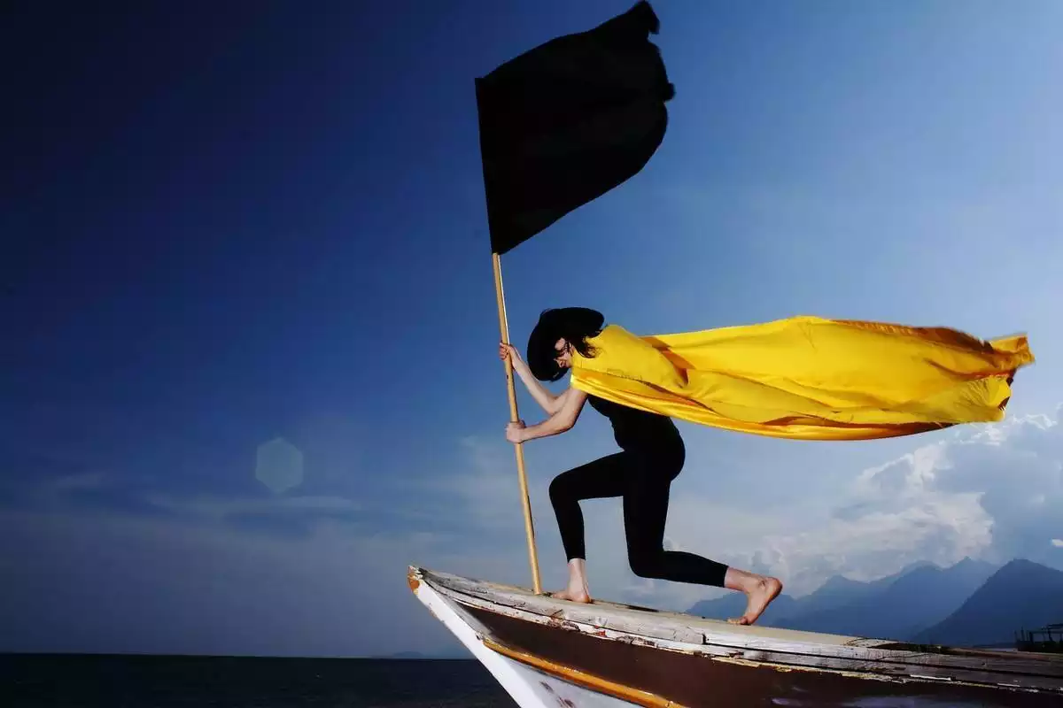 Woman holding a flag