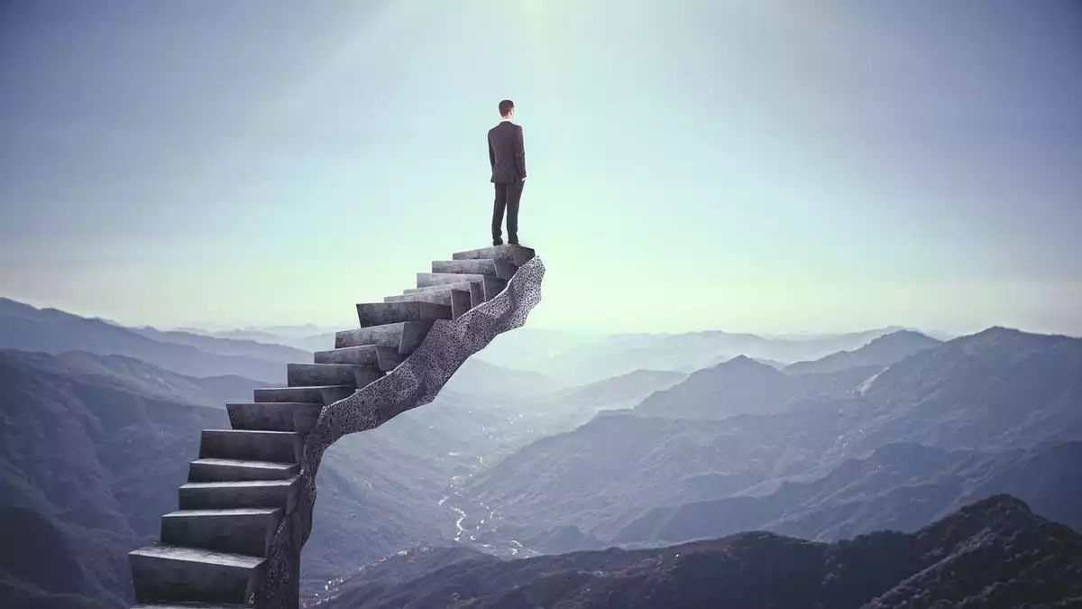 Stairs with a man at the end of them