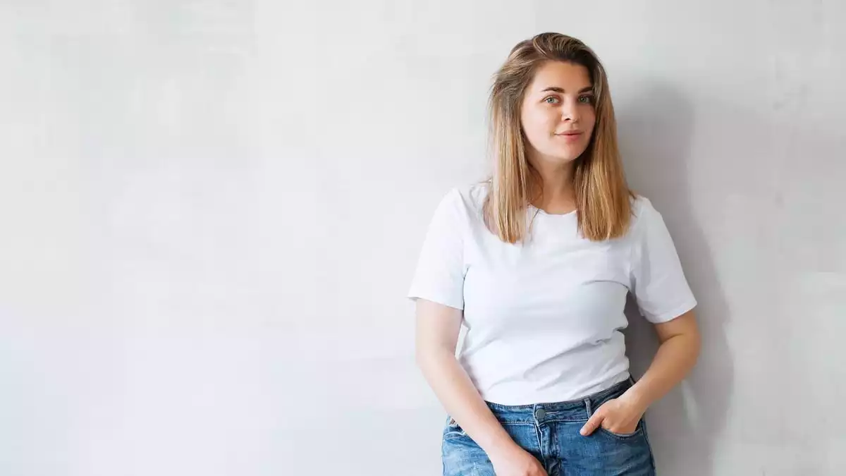 woman on white shirt