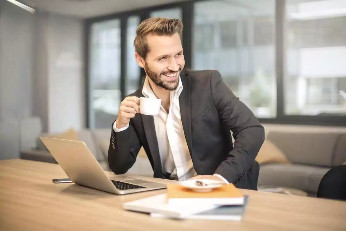 Business men having a coffe