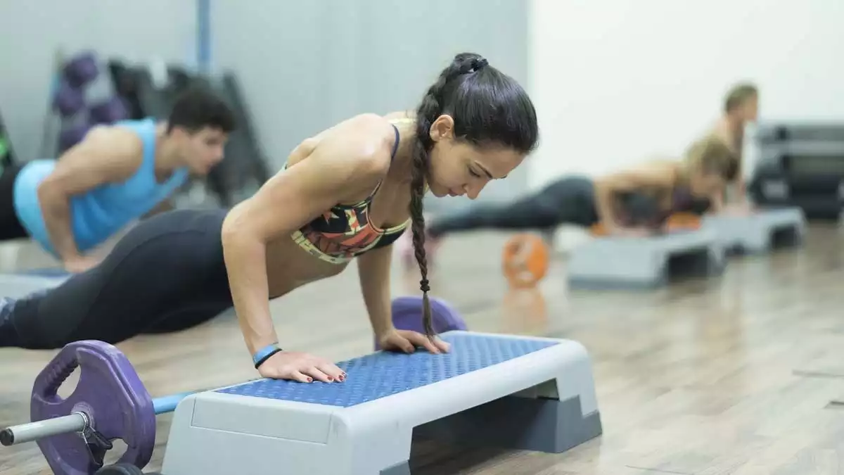 People training in a gym