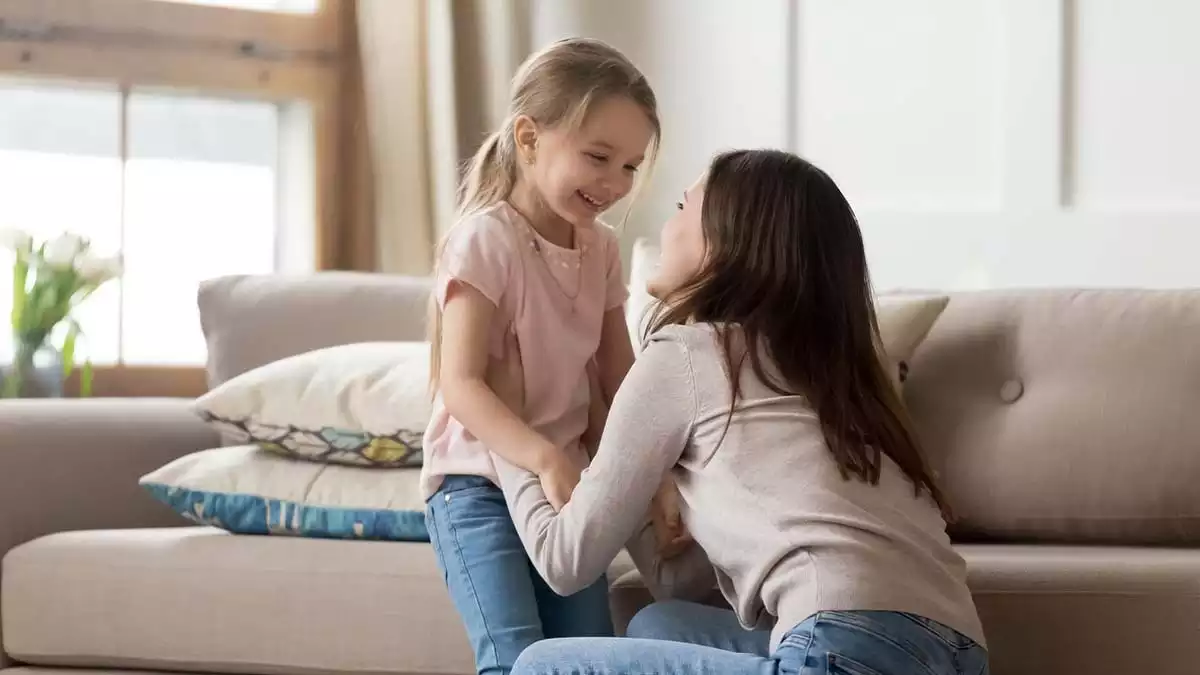 Mother and daughter happy