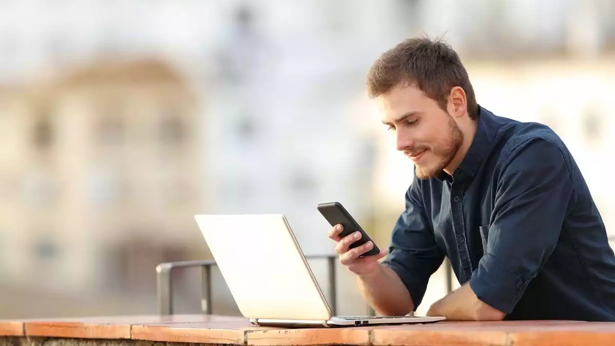 Man looking at his phone