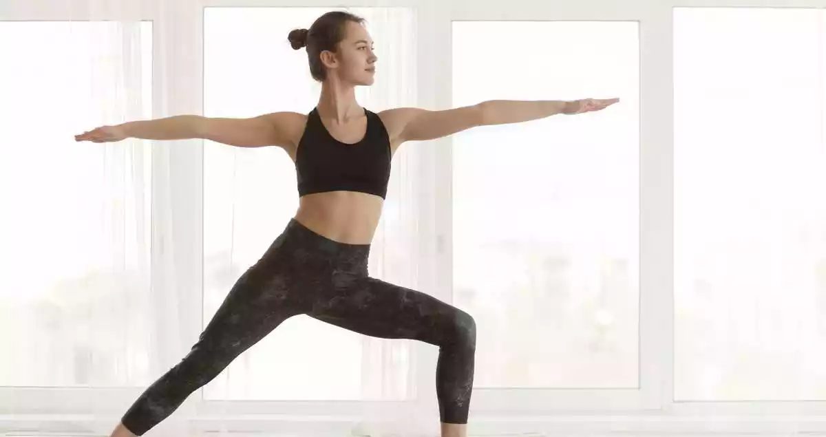 A girl practising yoga