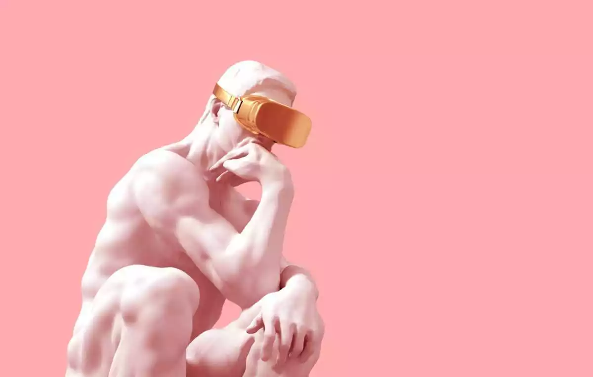 Le penseur de Rodin avec les lunettes du futur