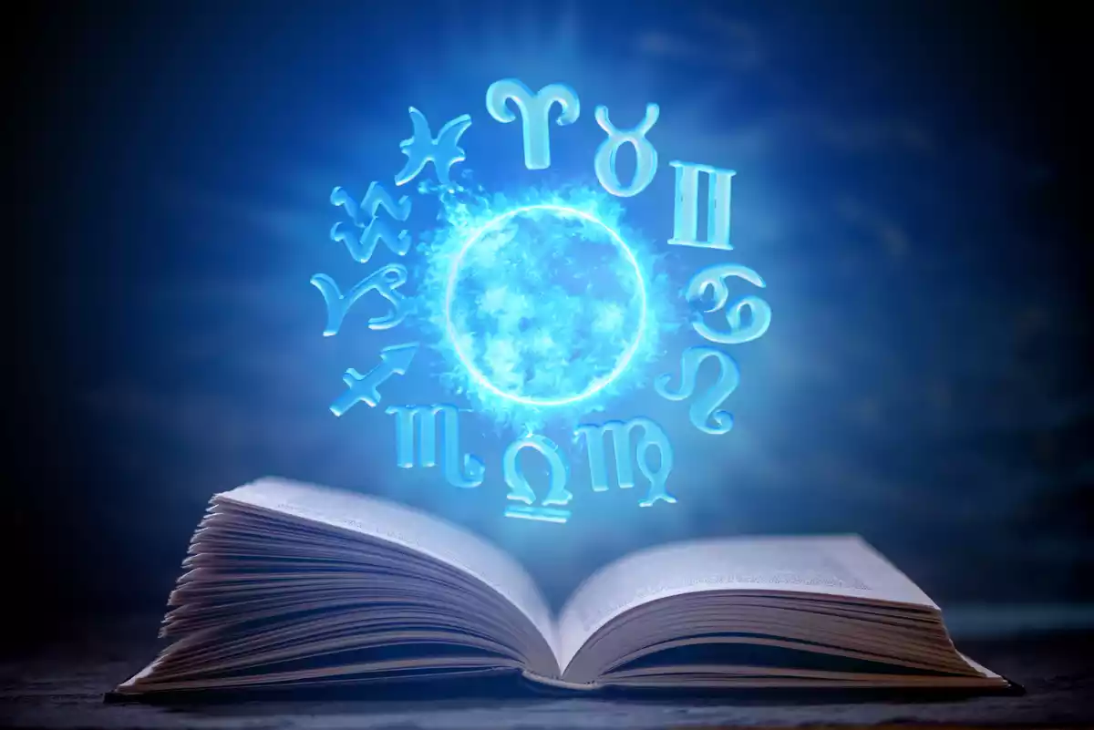 Les 12 signes du zodiaque au-dessus d’un livre ouvert