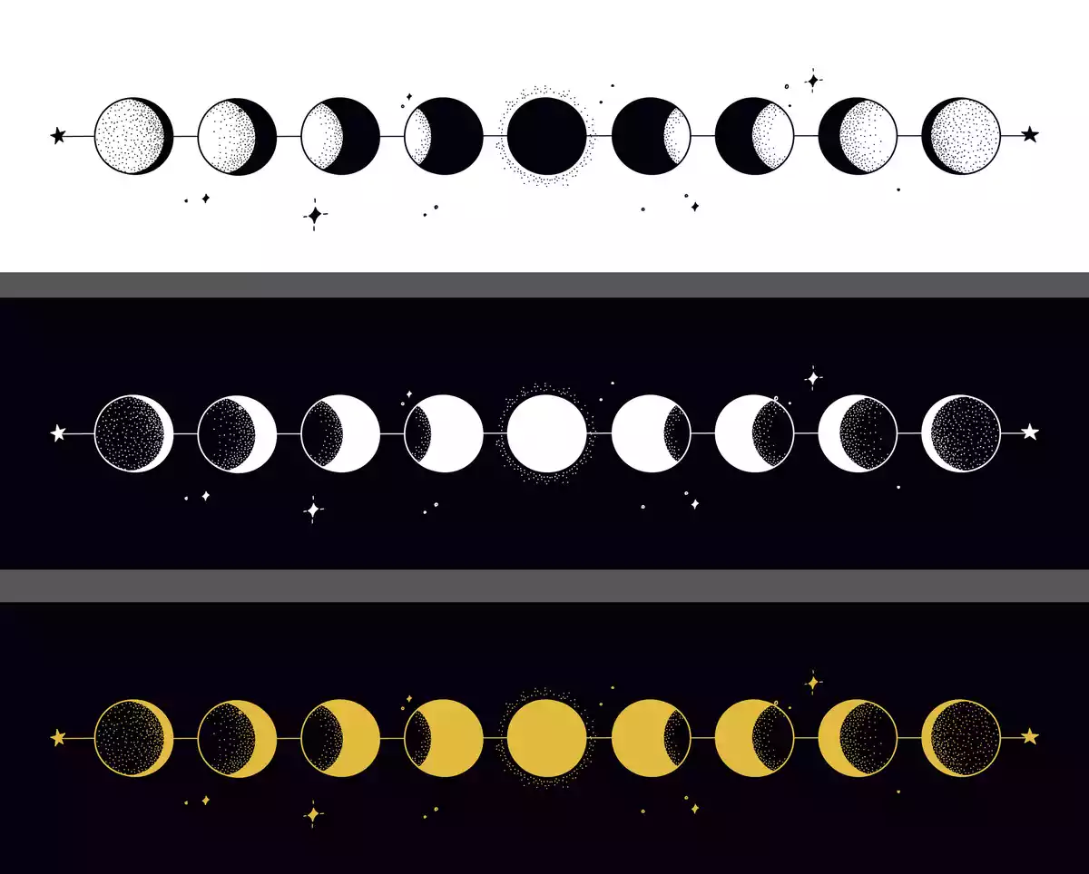 Les phases de la Lune en différentes couleurs