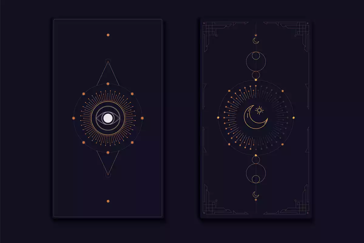 Deux cartes avec une pleine lune et une demi-lune